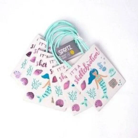 Spritz Paper Gift Treat or Favor Bags Mermaid It's A Shellebration & Napkins Bra - Picture 3 of 4